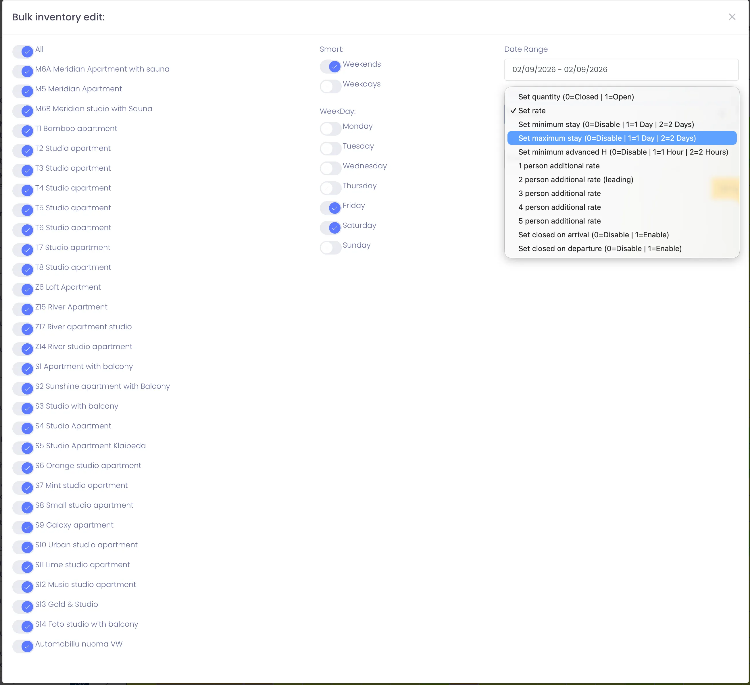 Bulk Update Restrictions Panel