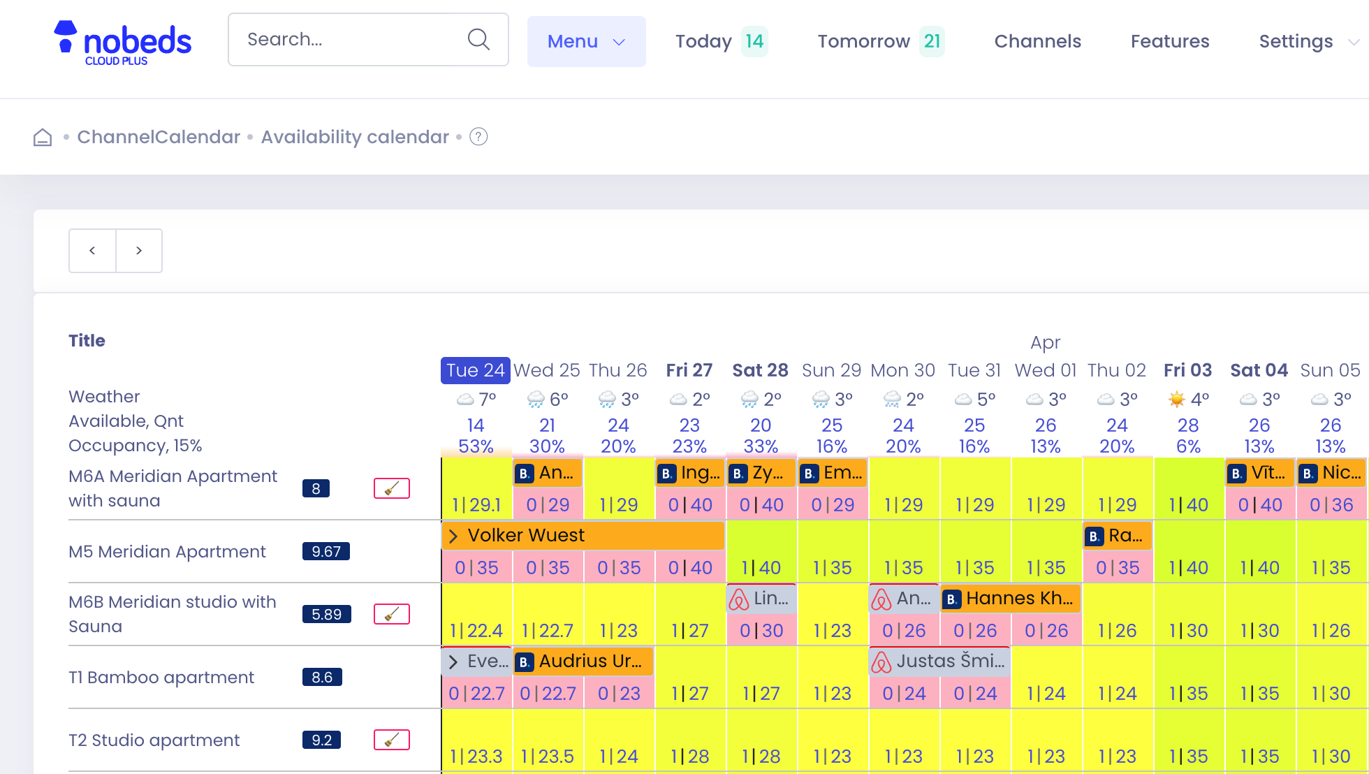 Free Availability Calendar Interface