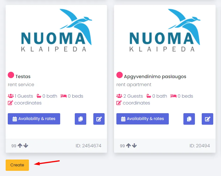 Create New Listing Screen