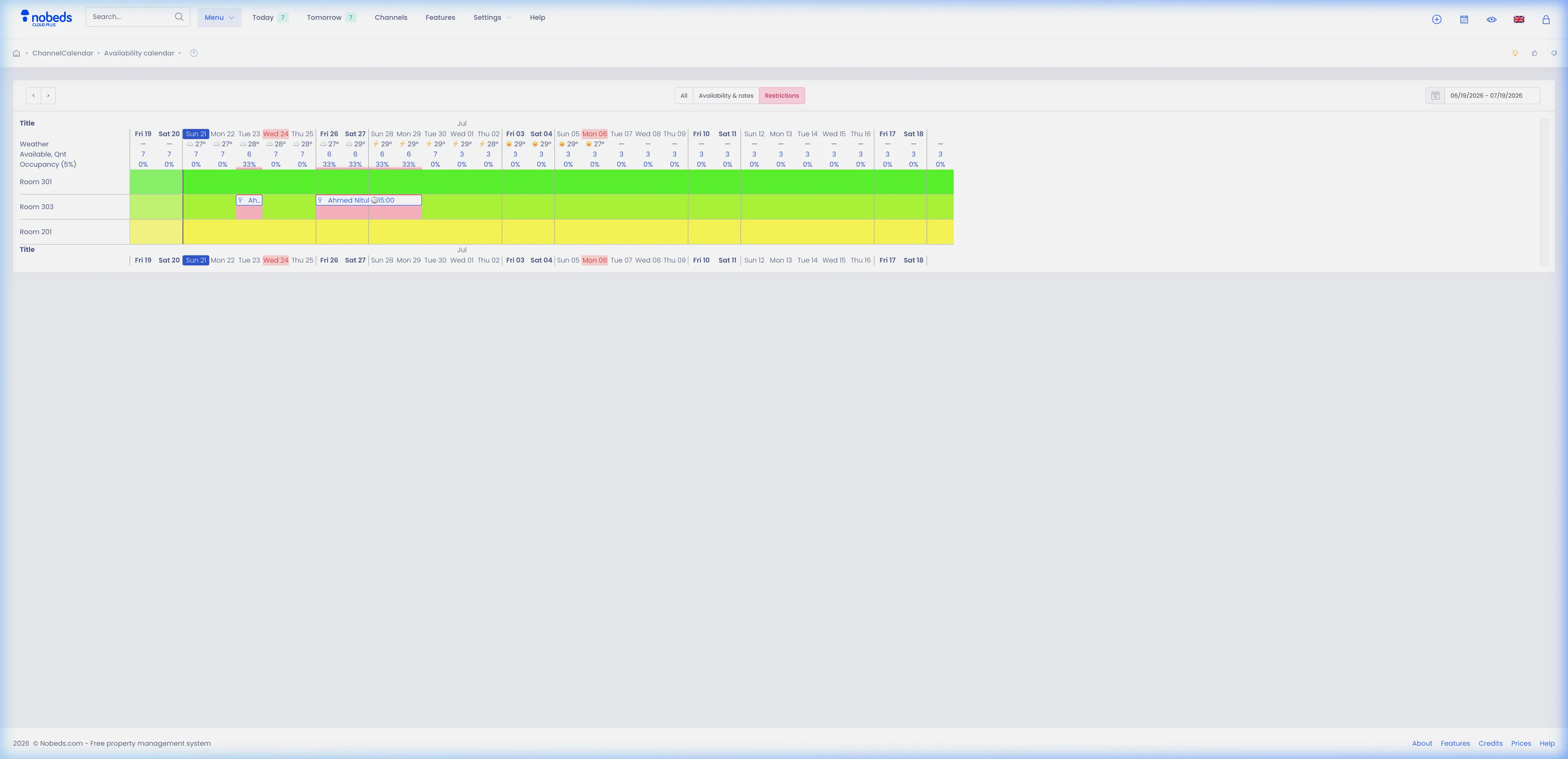 Availability Calendar