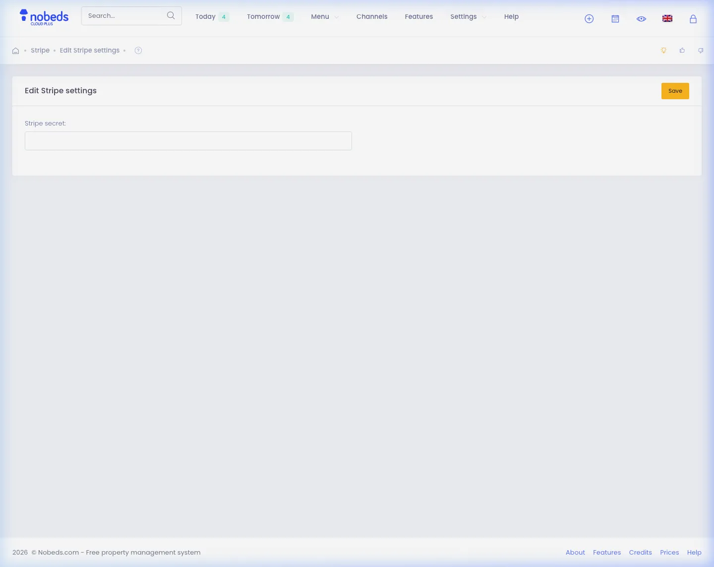 Nobeds Stripe API Keys Settings