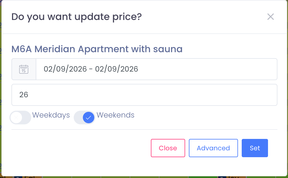 How to set rates on weekends