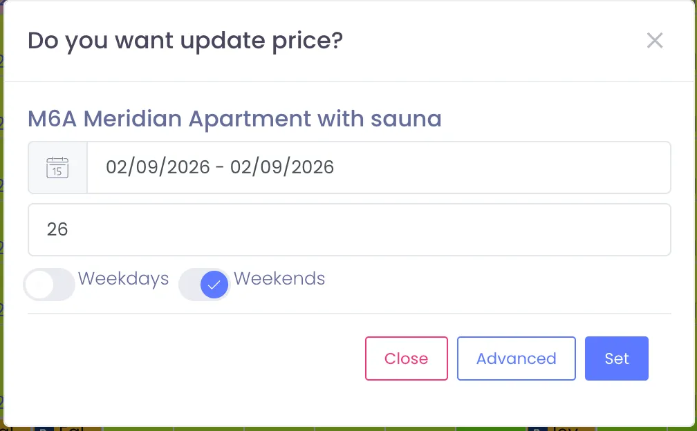 How to set rates on weekends