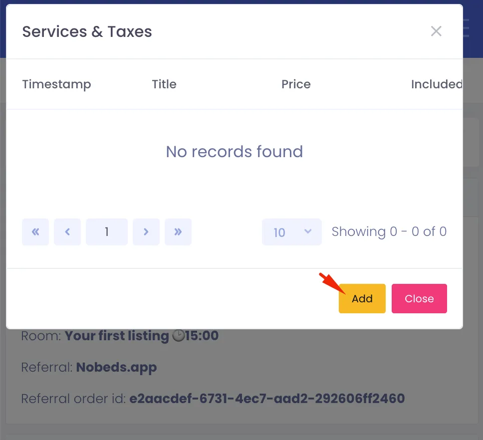 Add service button