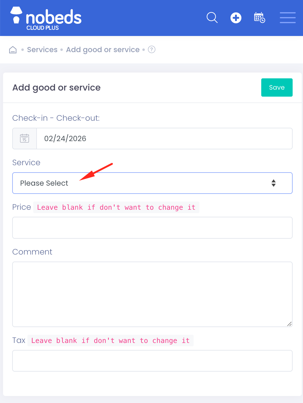 Service details form