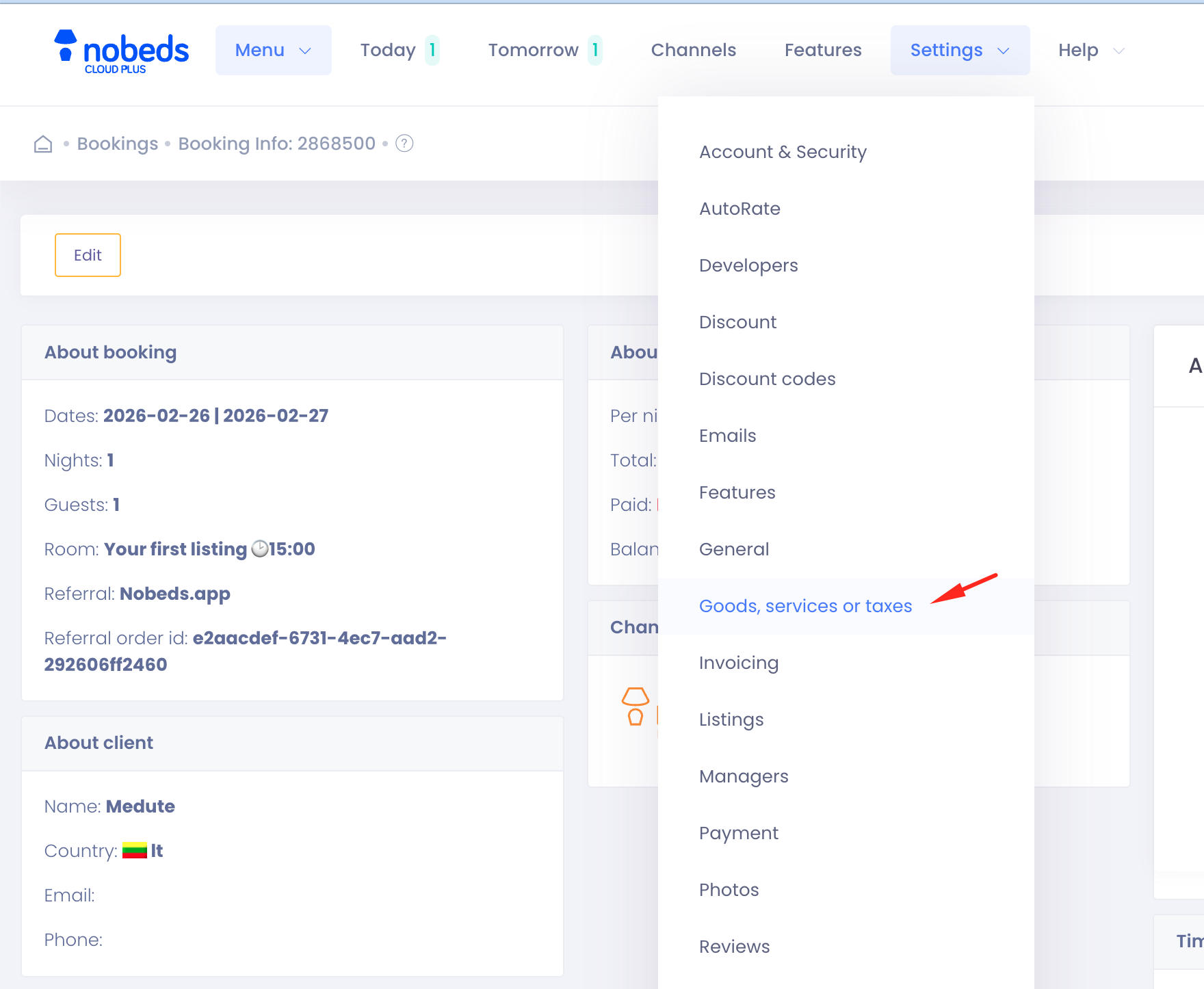 System settings for services