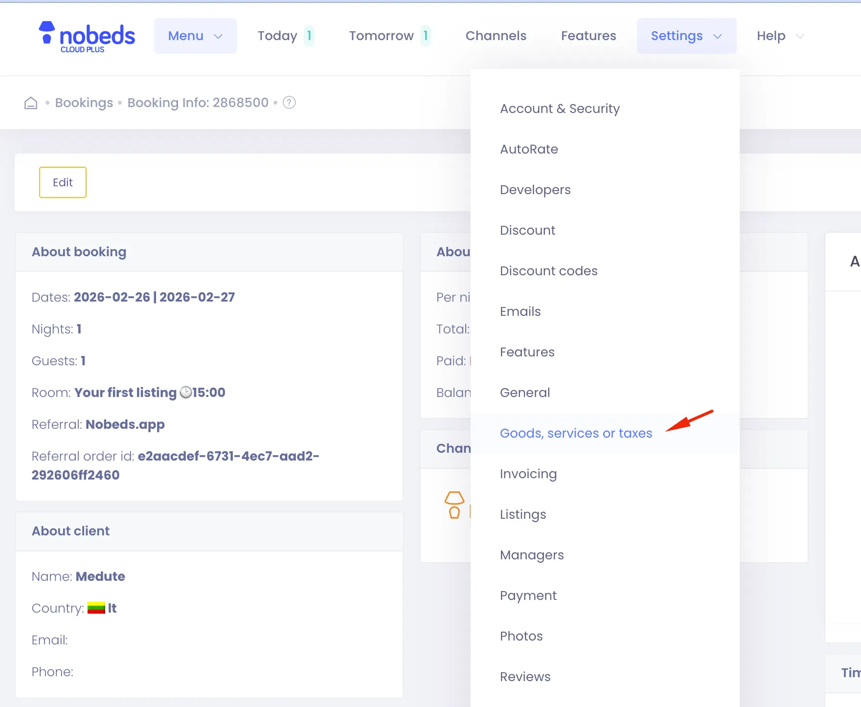 System settings for services
