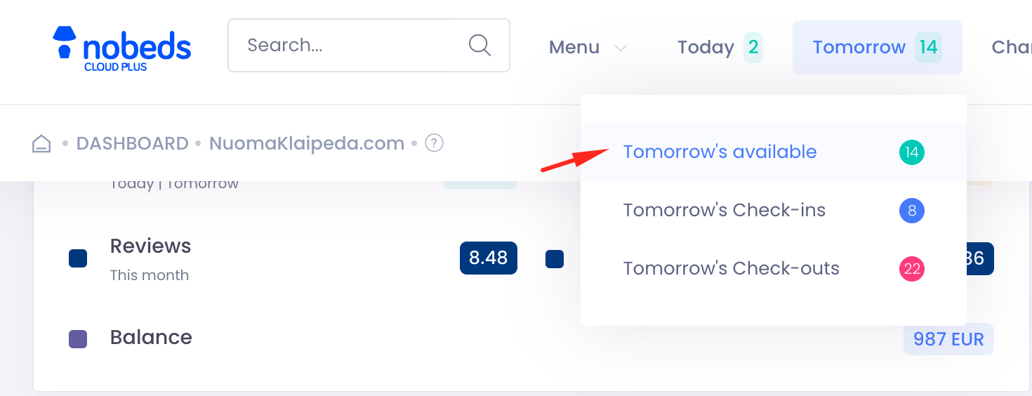 Tomorrow Nav Menu dropdown