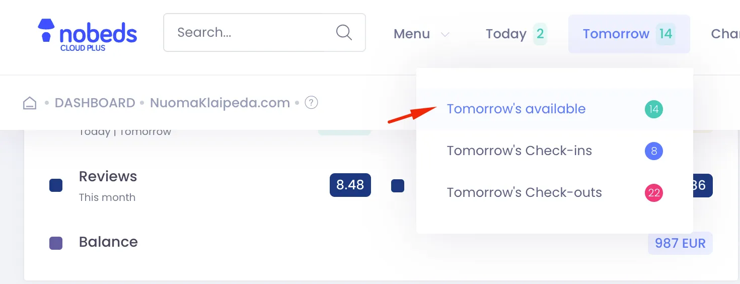 Tomorrow Nav Menu dropdown