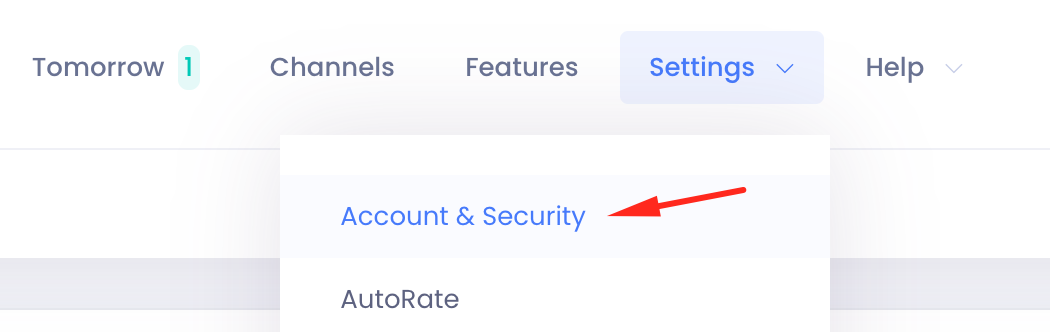 Security Settings Menu