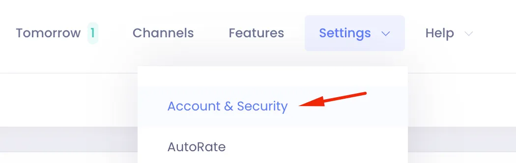 Security Settings Menu