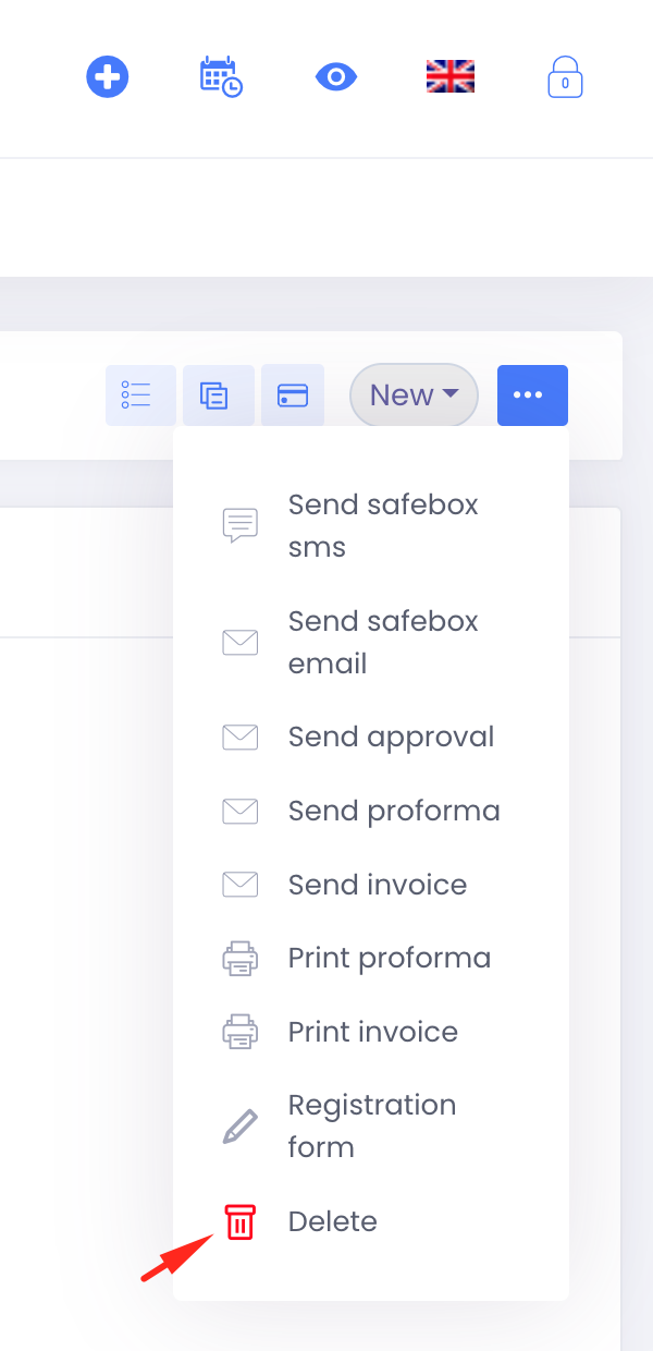 Open booking actions