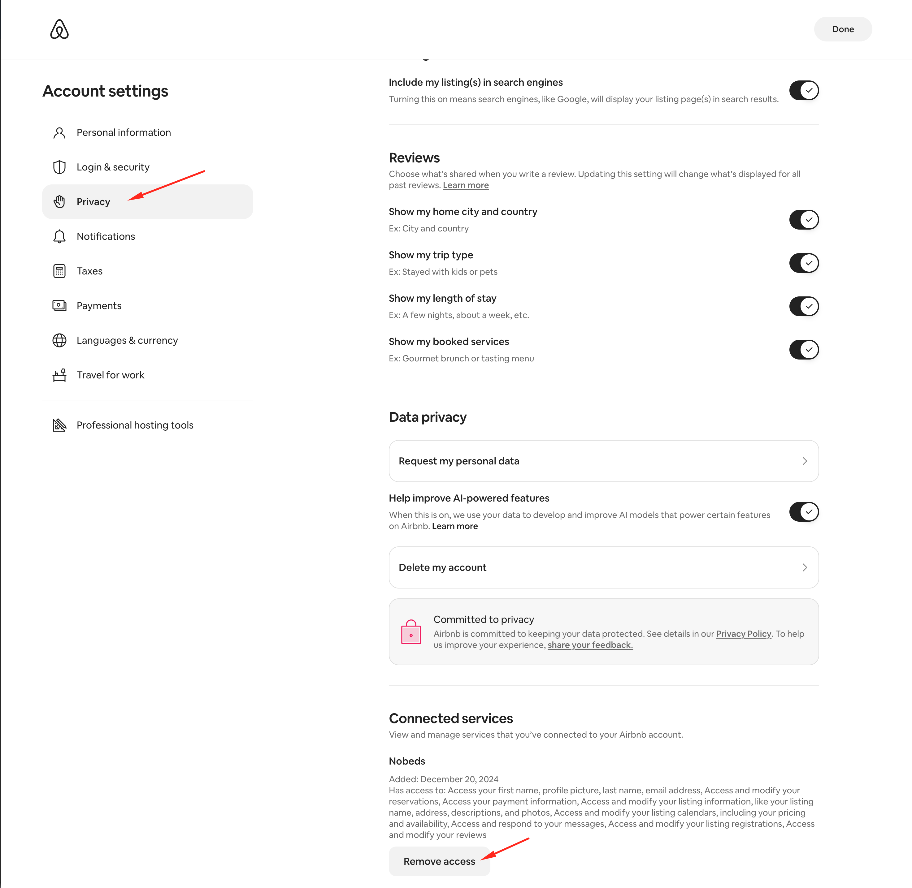 Remove Access Button