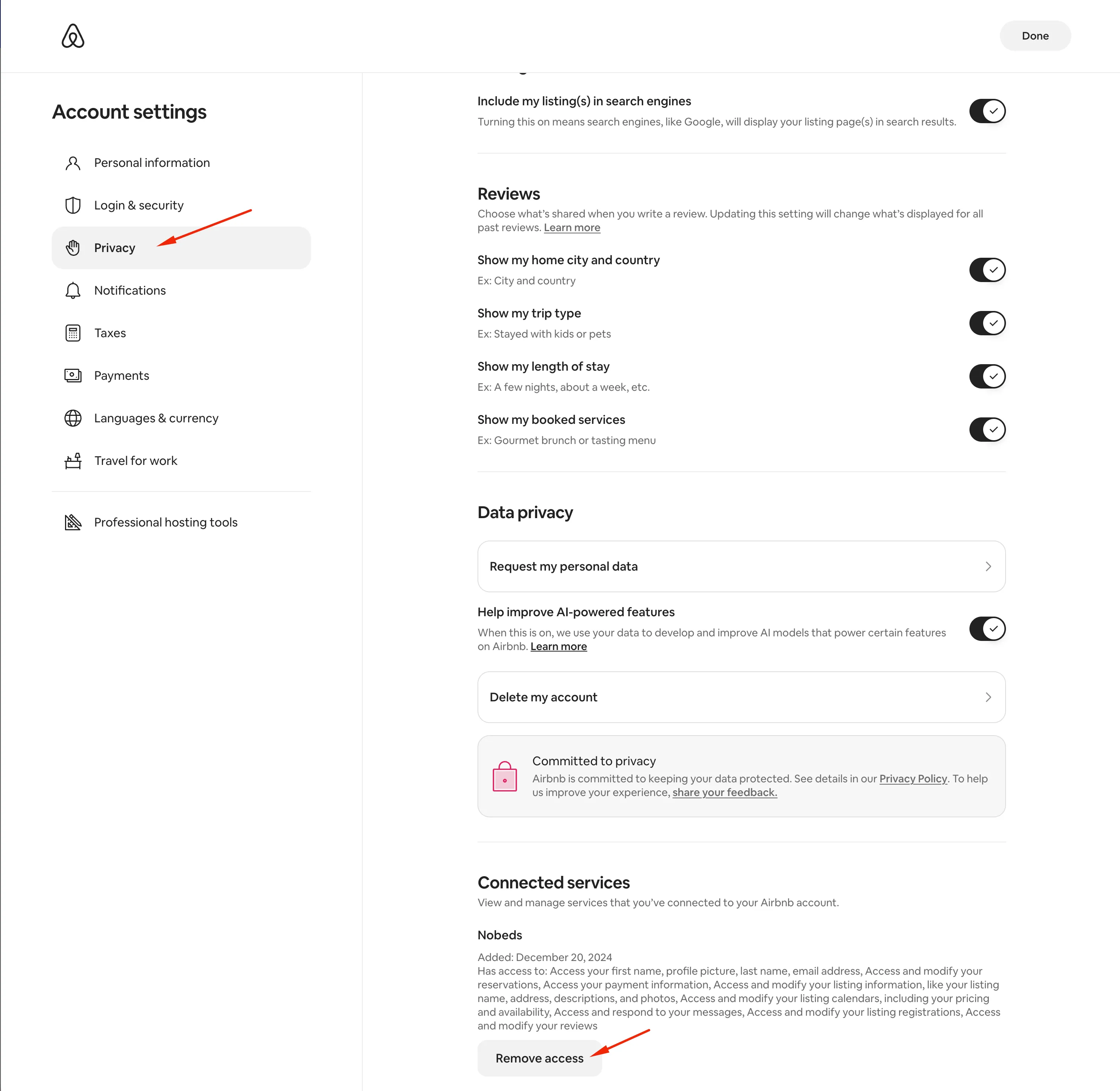 Remove Access Button
