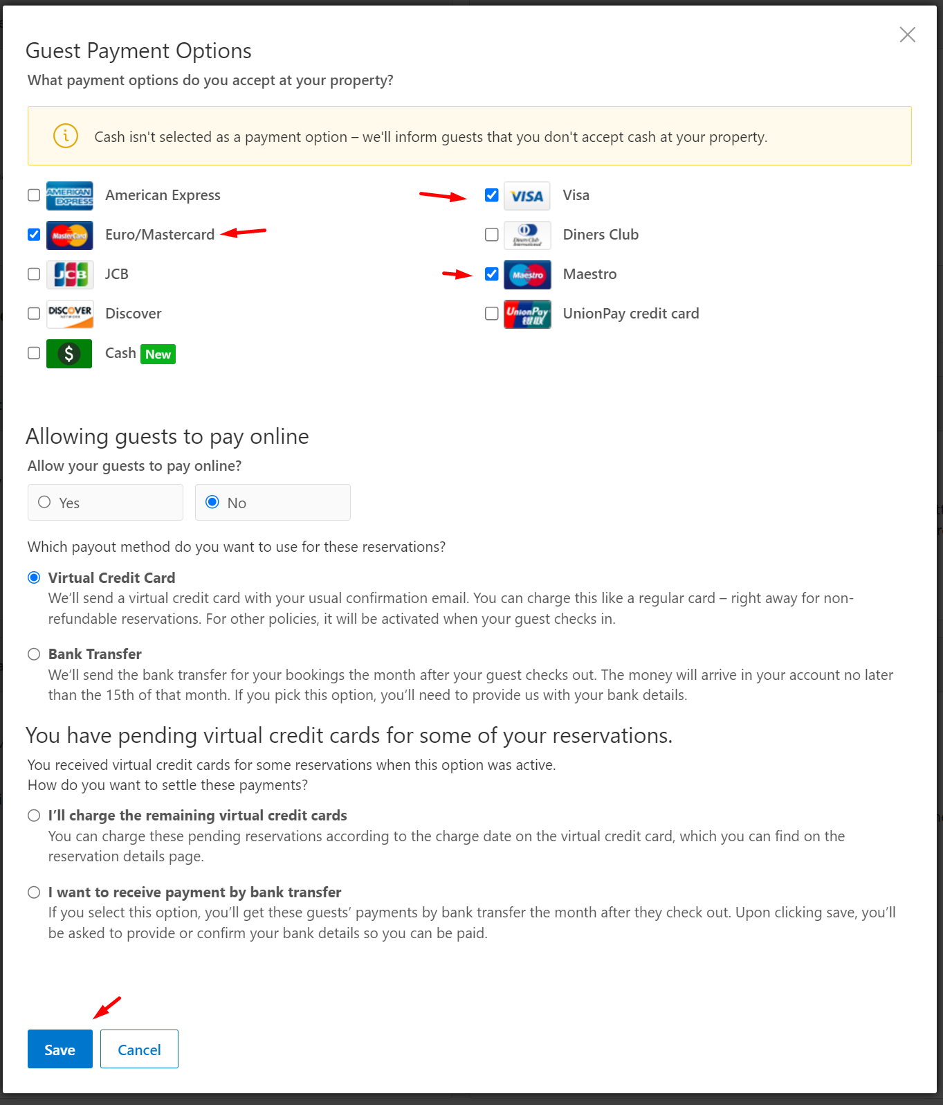 Select Accepted Cards