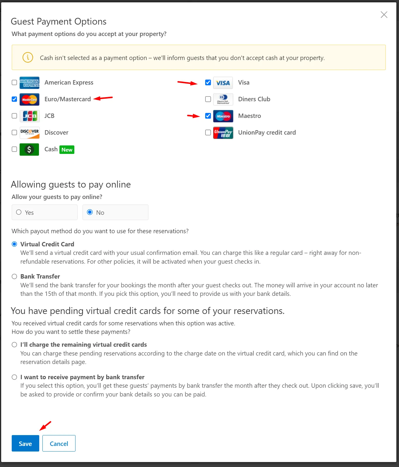 Select Accepted Cards