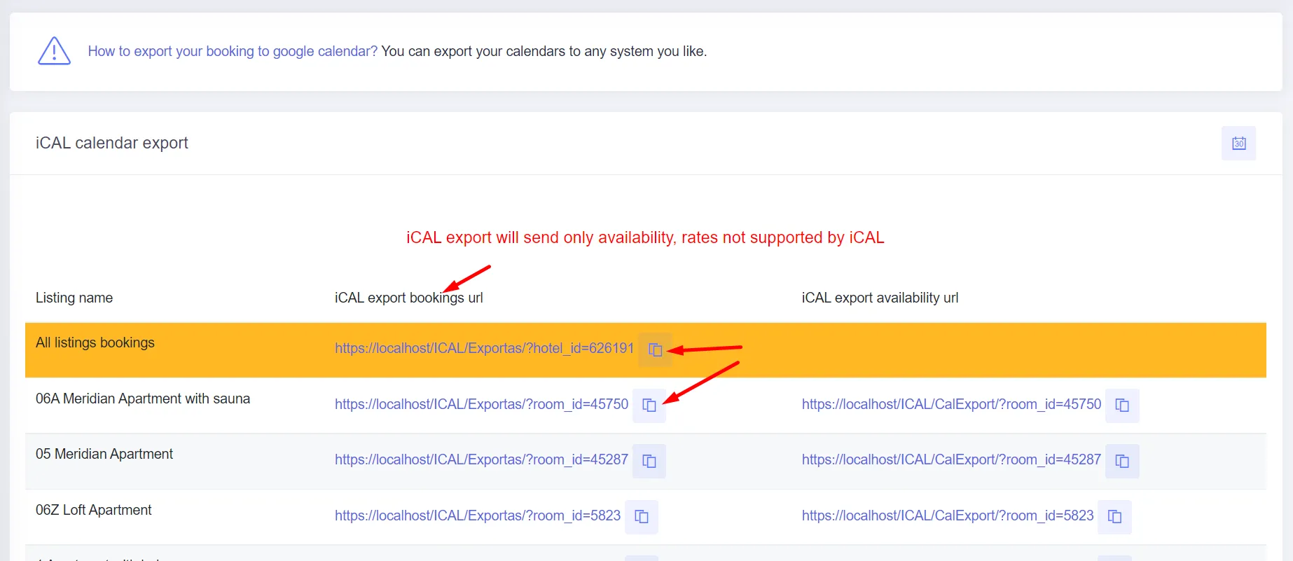 iCAL Export