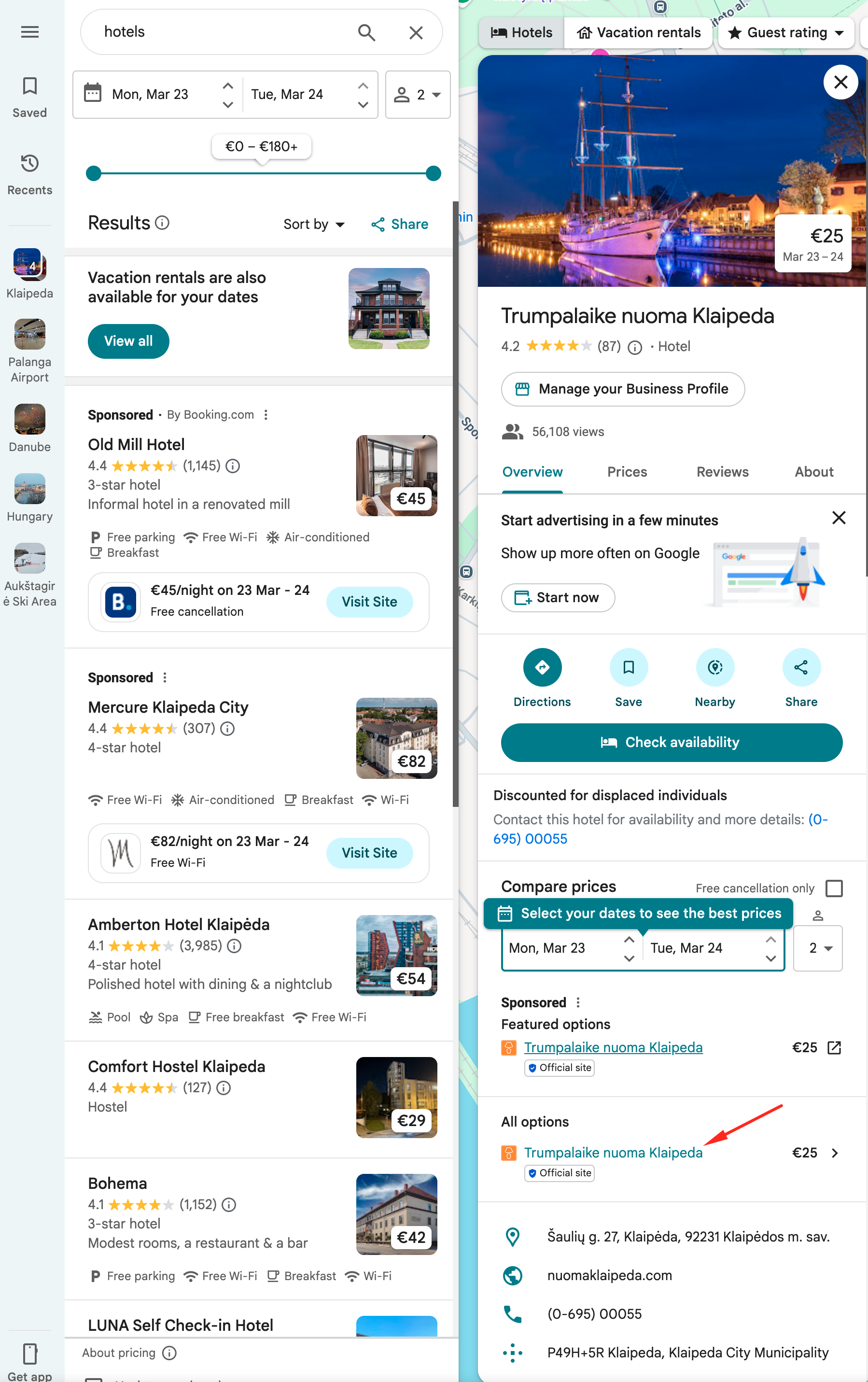 Google Maps Property Detail