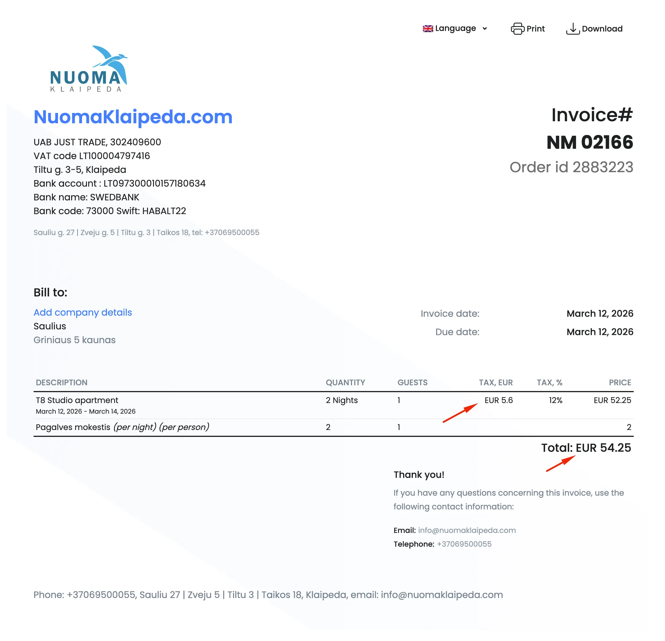 Currency on Invoice