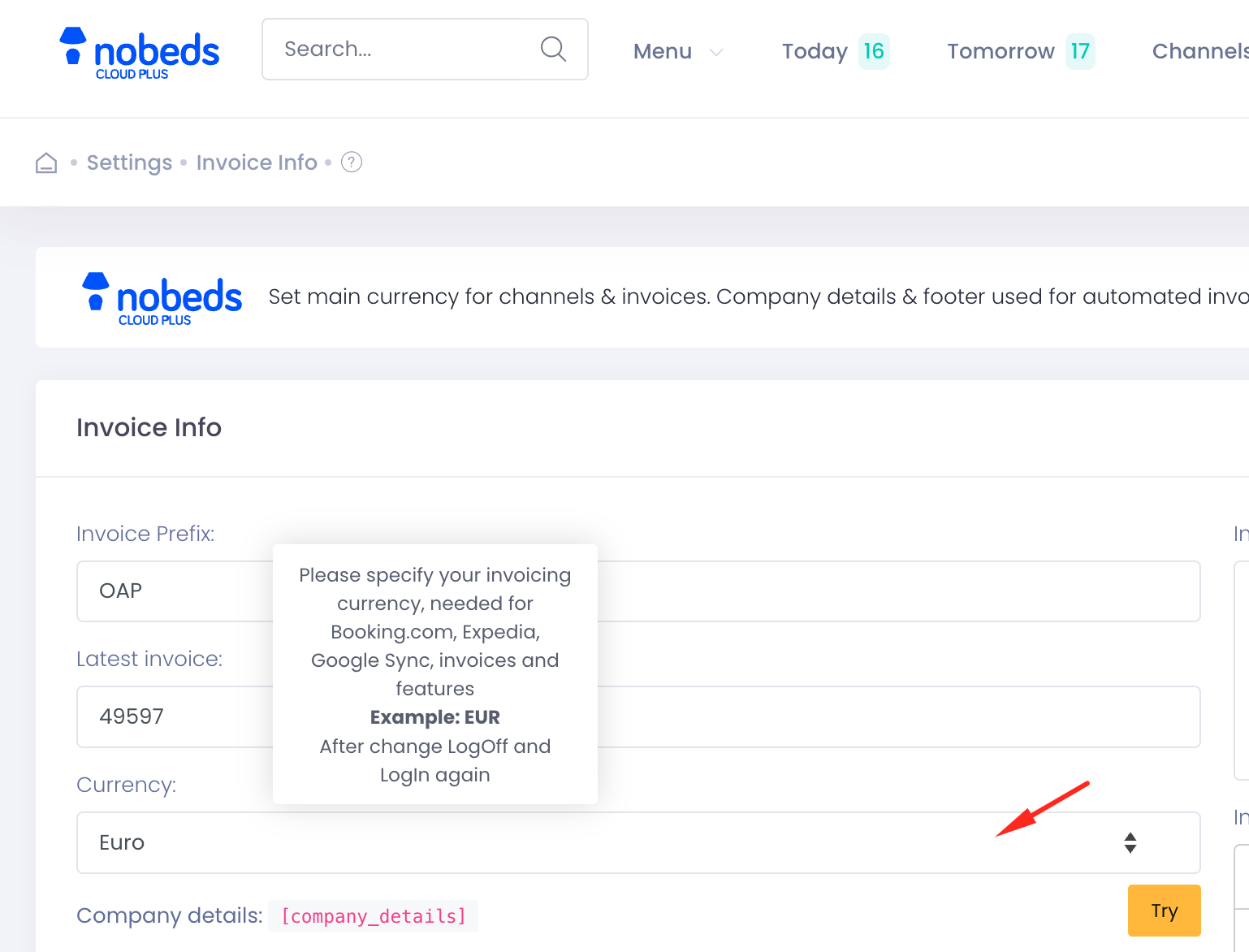 Navigate to Invoicing Settings