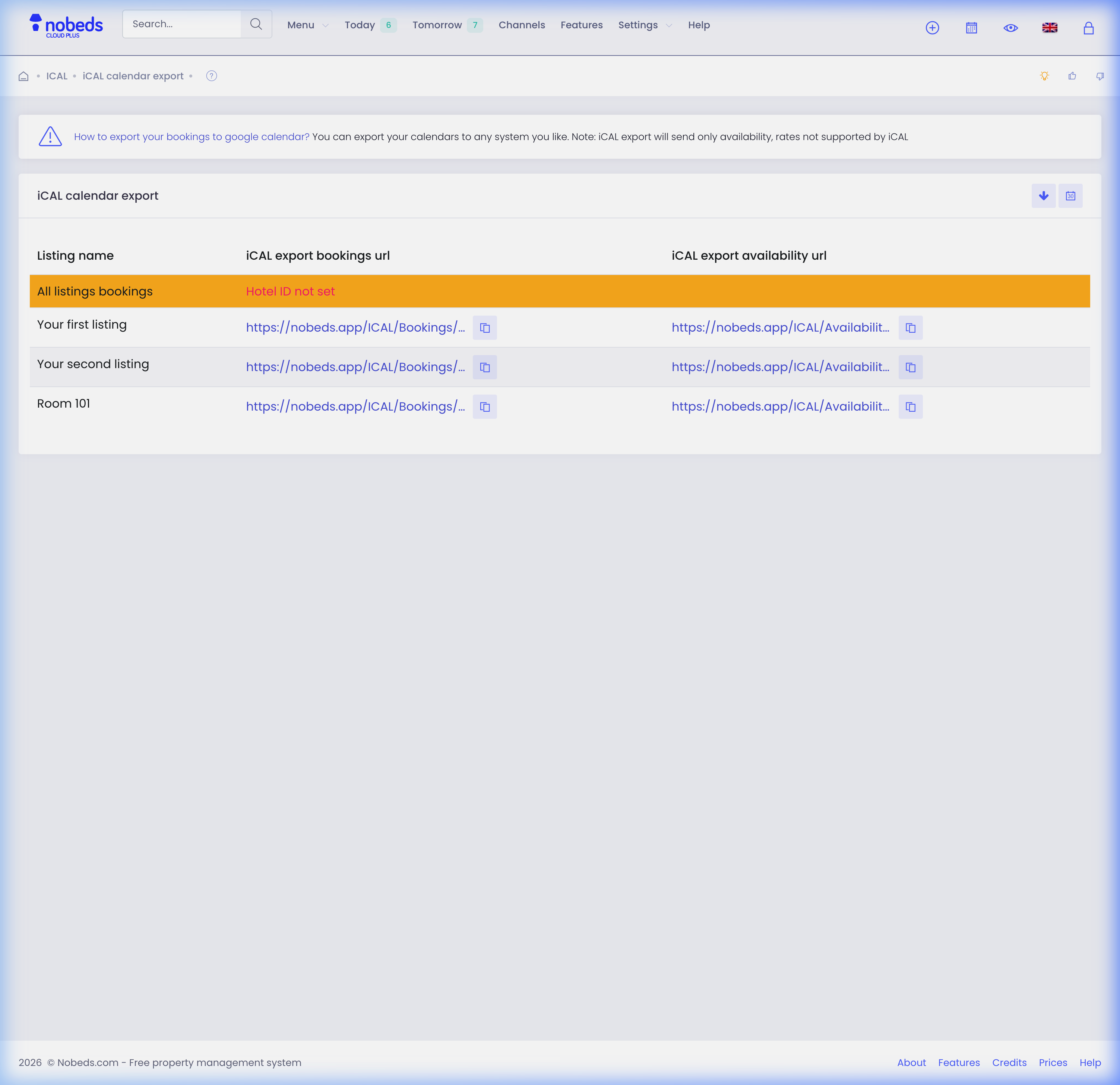 iCal Export Interface